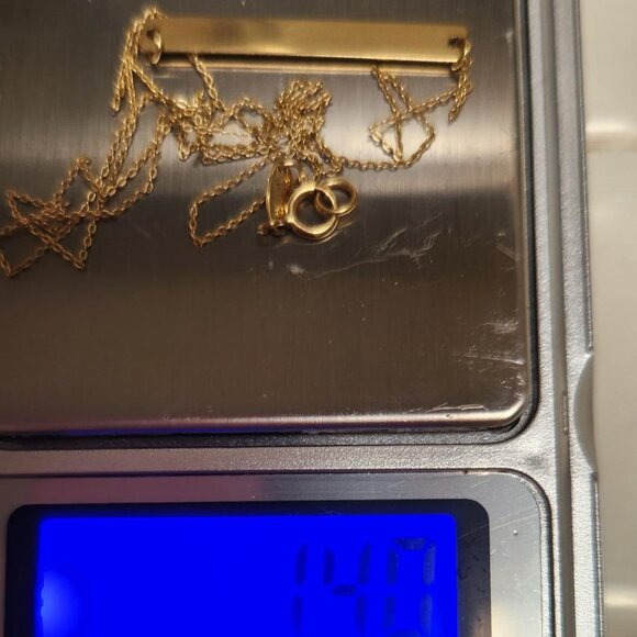 14K Solid Gold Necklace with Engravable Plate -16" - Picture 9 of 9